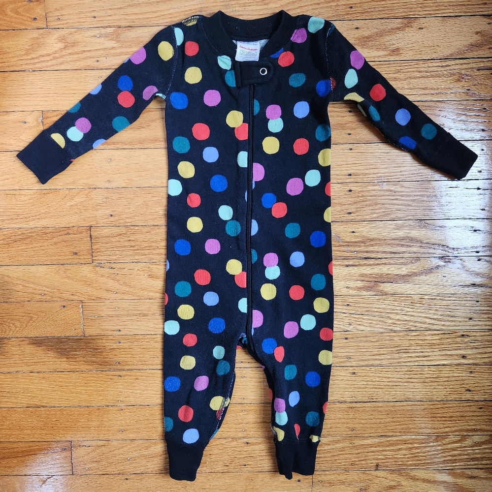 Hanna Andersson 100% Organic Cotton Polka Dot Zip Sleeper Pajamas 75 cm 12-18 mo
